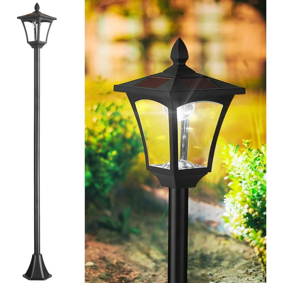 70" Solar Lamp Post Lights Outdoor Waterproof IP65, Solar Lamp Posts Outdoor Lighting, LED Outside Pole Lights for Garden, Lawn, Pathway, Driveway, 1-842-108