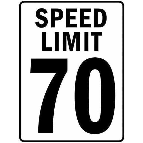 70 Speed Limit Metal Sign - Business & Roadway Regulation Durable Metal Warning Sign for Garage & Warehouse - Industrial Decor 8x12 Inch