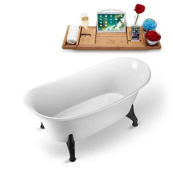 70" Streamline N1081BL Clawfoot Tub and Tray With External Drain
