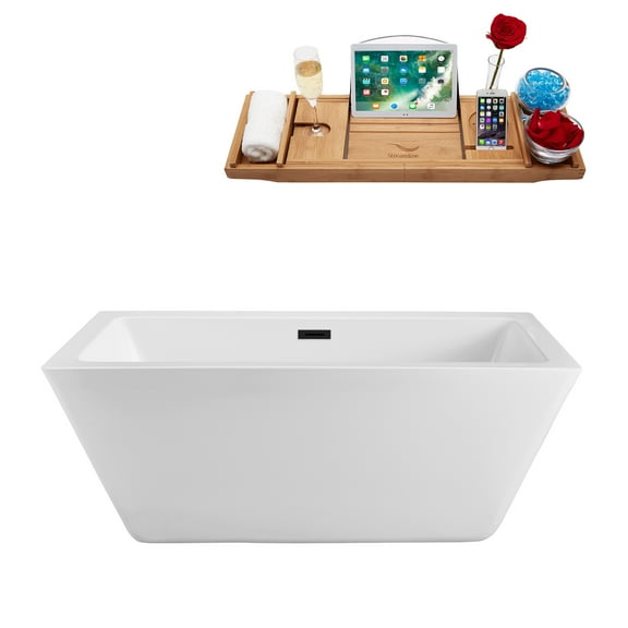 70" Streamline N321BL Soaking Freestanding Tub and Tray With Internal Drain