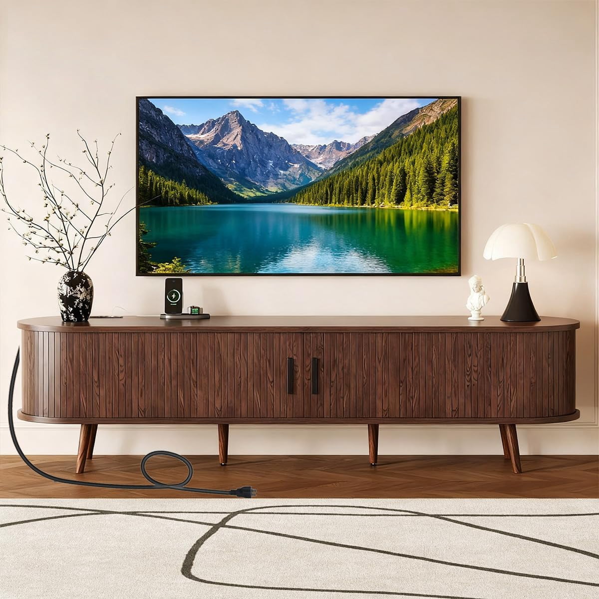 Curated visual reference: Fresh Look at 70 TV Stand With Power Outlet For Living Room Media