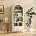 thumbnail image 1 of BOMETAO Arched Cabinet 70" Tall Arch Bookcase China Cabinet with Glass Doors and Open Adjustable Shelves, Storage Display Curio Cabinet for Kitchen, Living Room, White, 1 of 10