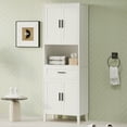 thumbnail image 1 of 70"  Tall Bathroom Cabinet With Drawer 4 Soft Close Doors Adjustable Shelves For Stylish Storage, White, 1 of 16