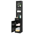 thumbnail image 1 of 70" Tall Bathroom Storage Cabinet, Narrow Freestanding Bathroom Floor Cabinet with 3 Open Shelves, 1 Drawer & 1 Door, Sideboard Buffet Cabinet for Bathroom, Living Room, Hallway, Black, 1 of 9