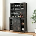 thumbnail image 1 of 70" Tall Farmhouse Coffee Bar Cabinet with Sliding Barn Doors, Ample Storage Shelves, 6-Bottle Wine Rack & 12 Stemware Slots for Kitchen & Dining Room Elegance, 1 of 9