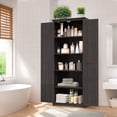 thumbnail image 1 of UPGO 70" Tall Kitchen Pantry, Farmhouse Storage Cabinet with 2 Barn Doors and 5 Adjustable Shelves, Rustic Wood Cupboard for Kitchen, Dining Room, Bathroom, black, 1 of 21