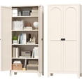 thumbnail image 1 of 70" Tall Metal Storage Cabinet with 3-Digit Combination Lock, Steel Pantry Cabinet with 4 Adjustable Shelves & 2 Doors, Secure Freestanding Organizer for Home, Office, Garage, Beige, 1 of 7