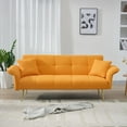 thumbnail image 1 of Futon Double Sofa Bed, 2 in 1 Upholstered Teddy Fleece Loveseat Sofa with Adjustable Backrest for Living Room Bedroom Office Apartment Compact Couch (Yellow), 1 of 9