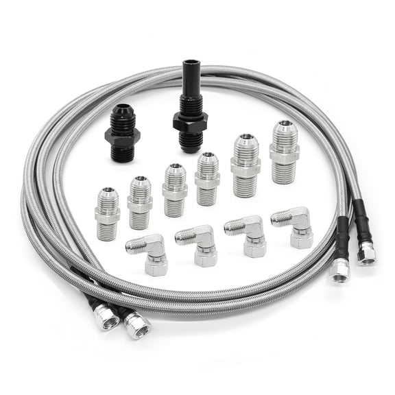 70" Transmission Cooler Lines Kit with Stainless Steel Braided Hose and AN6 Adapters