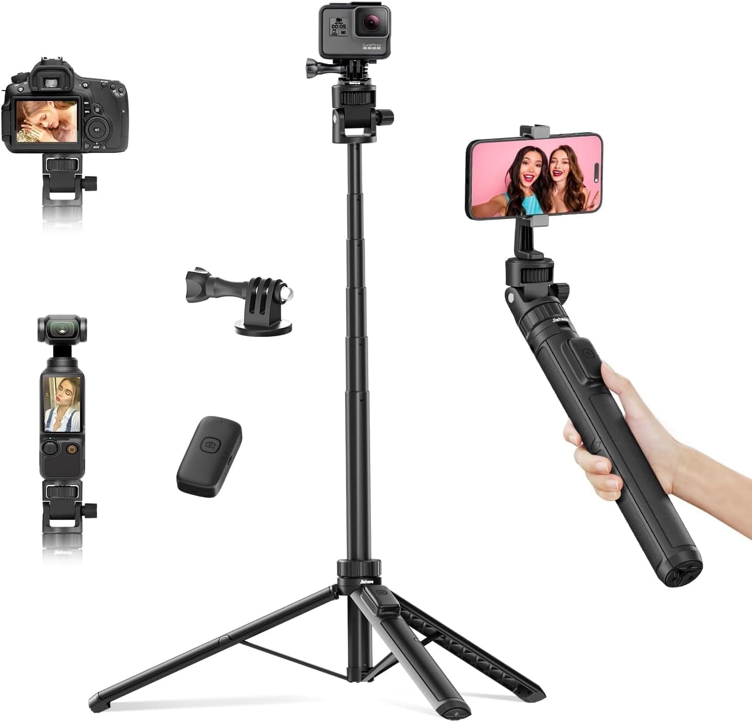 70" Tripod for Action Camera Extendable Tripod for GoPro Max2/ Hero13/12/11/10 DJI OSMO Pocket 3 & Action 6/5 pro/4, Insta360 X5/X4