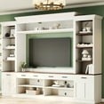 thumbnail image 1 of 70" Tv Console With Mid-century Style, Walnut Finish, White Base, And Drawer Storage Entertainment Unit Compatibility, Tabletop, Cable Holes, 1 of 6