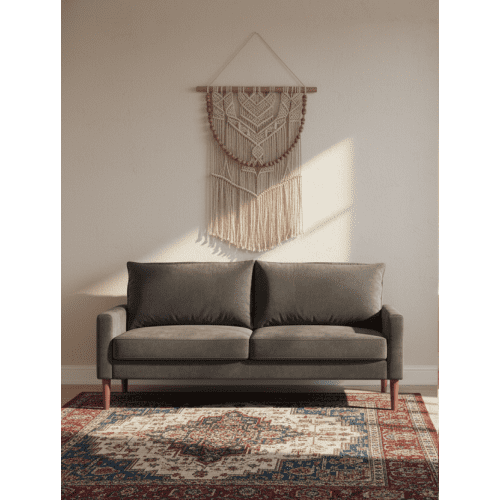 70" Velvet Big Sofa, Soft Couch with Coil Spring, Furniture Couch for living room, Grey