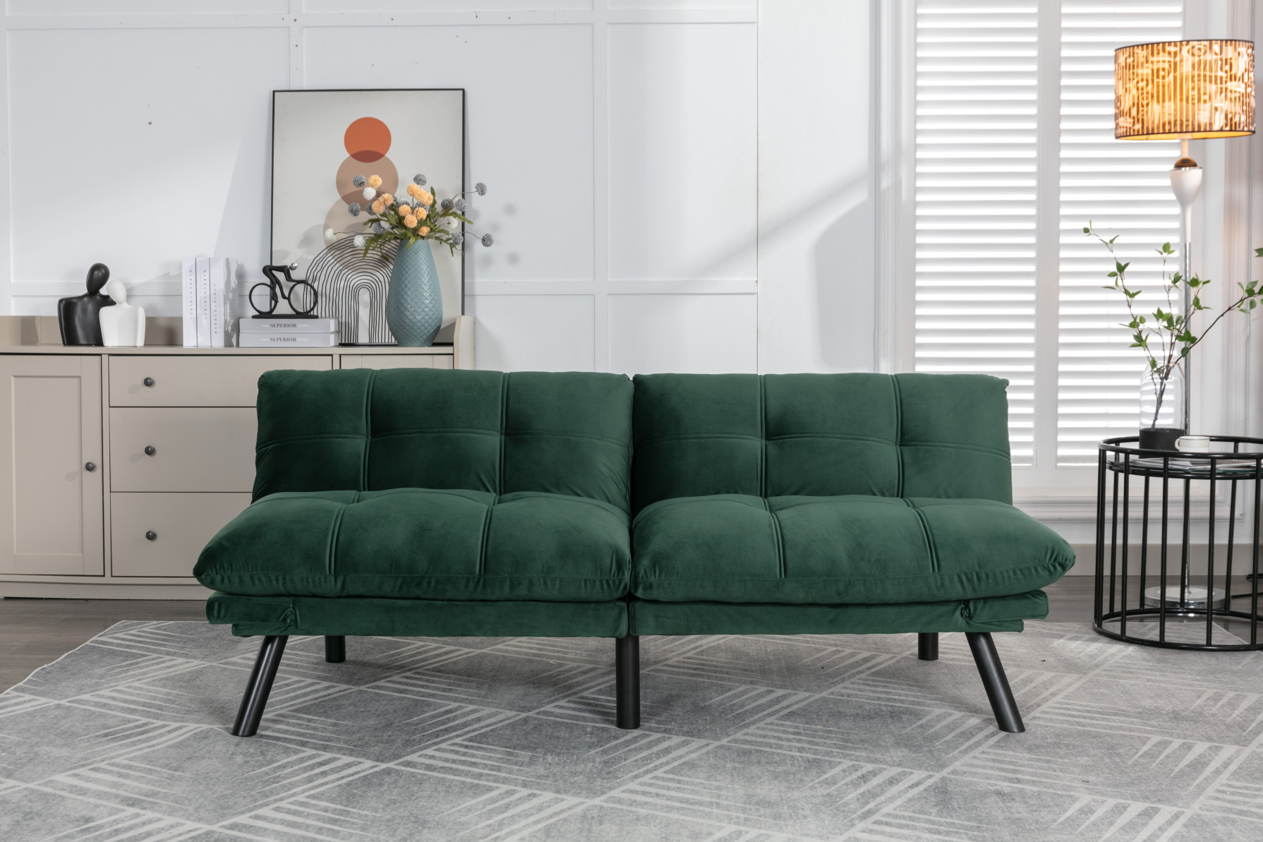 70"W Velvet Sofa Bed, Modern Convertible Sleeper Sofa with Adjustable ...