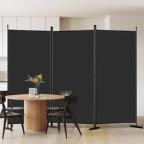 70''W x 102''H Modern Room Divider, Folding Privacy Screen with 3 Panels and Metal Standing, Portable Wall Partition for Home Office Separator, Black