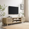 thumbnail image 1 of Walker Edison Boho 2-Door Rattan TV Stand for TVs up to 80”, Coastal Oak, 1 of 17