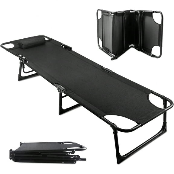 70"X 22" Folding Camping Cot with Thick Pad, Double Layer Oxford Heavy Duty Sleeping Cot with Carry Bag for Home, Outdoor & Travel