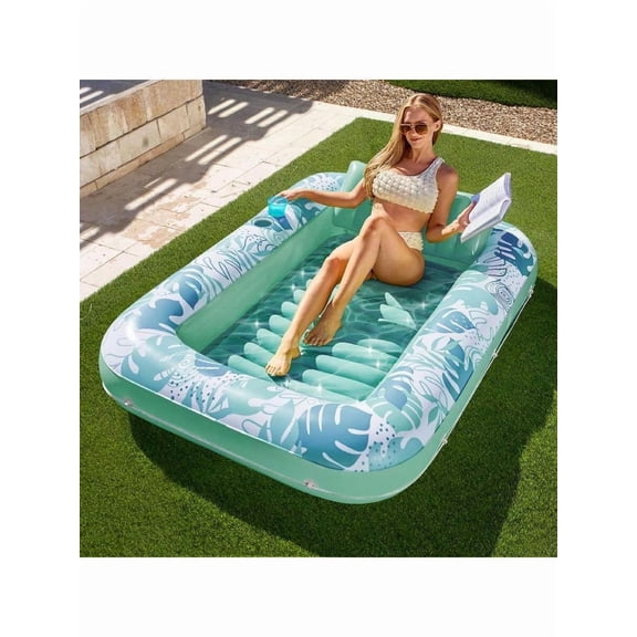 70" X 46" Swimming Pool Floating Tanning Pool Hammock Lounger, Water Inflatable Float Bed, Large Suntan Tub Pool Floats Sun Tan Tub Ice Bath Tub Tanning Bed Blow Up Pool Raft Lounge Floatie
