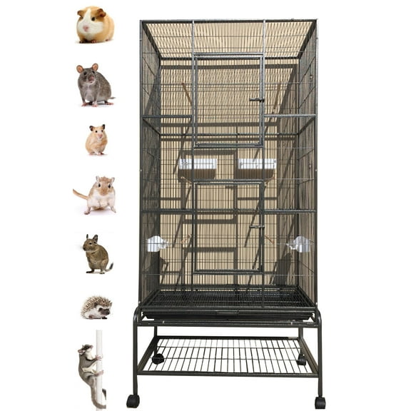 70" X-LARGE 5-Tiers Small Animal Critter House Habitat Rolling Cage For Ferret Chinchilla Sugar Glider Hamster Mouse Rat Mice Degu Rabbit Guinea Pig Squirrel