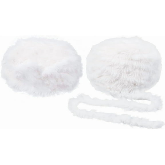 70 Yards 2 Skeins White Plush Fluffy Fur Yarn Super Soft Fuzzy Chunky Crochet Eyelash Furry Polyester Yarn Roll Bulk