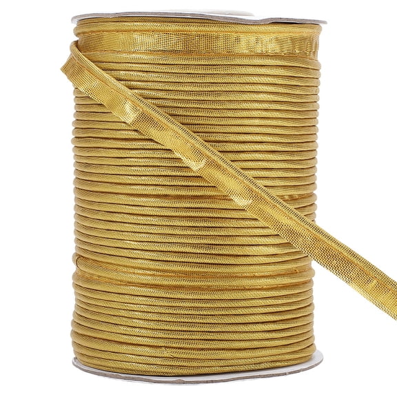 70 Yards Gold Piping Tape 10mm Wide Polyester Upholstery Maxi Bias Trim Binding Clothing Decoration Edge Triming Ribbons with Welting Cord Lip