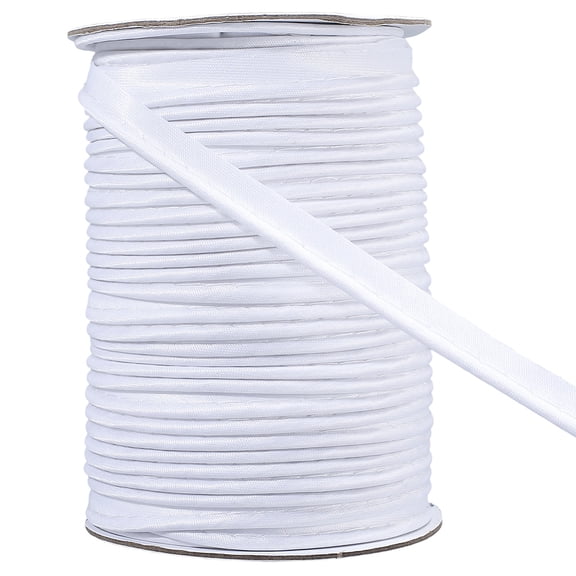 70 Yards White Bias Trim 10mm Wide Polyester Upholstery Piping Maxi Binding Clothing Decoration Triming Tape Ribbons with Welting Cord Lip DIY
