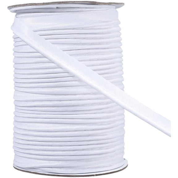 70 Yards White Bias Trim 10mm Wide Polyester Upholstery Piping Maxi Binding Clothing Decoration Triming Tape Ribbons with Welting Cord Lip