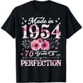 thumbnail image 1 of 70 Year Old Made In 1954 Floral 70th Birthday Gift For Women T-ShirtMen and women, Black T-shirt, size: Extra large, 1 of 4