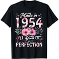thumbnail image 1 of 70 Year Old Made In 1954 Floral 70th Birthday Gifts Women T-Shirt, 1 of 3