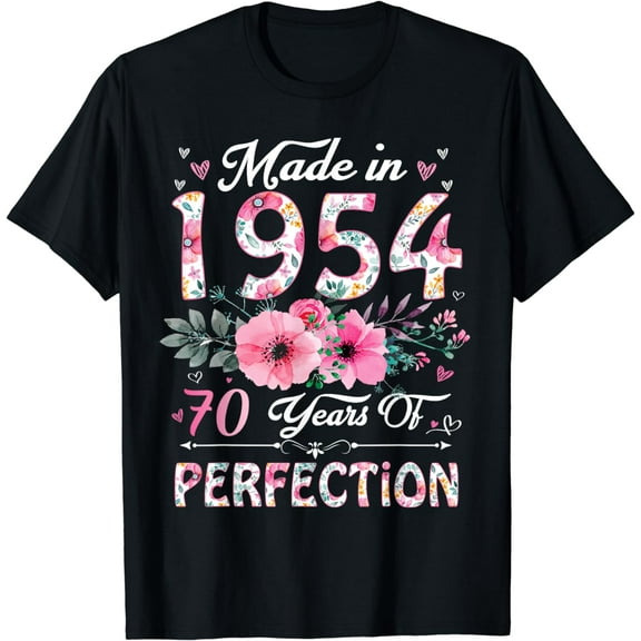 70 Year Old Made In 1954 Floral 70th Birthday Gifts Women T-Shirt
