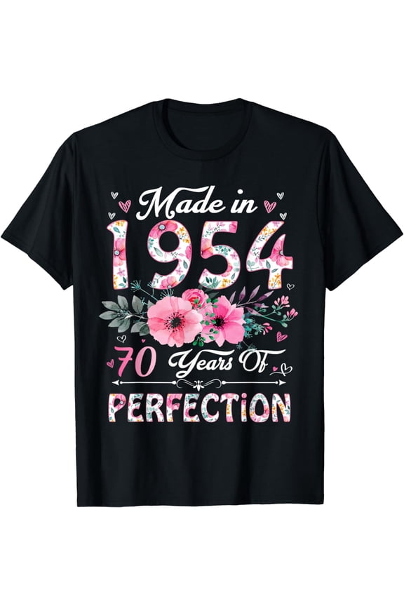 70 Year Old Made In 1954 Floral 70th Birthday Gifts Women T-Shirt