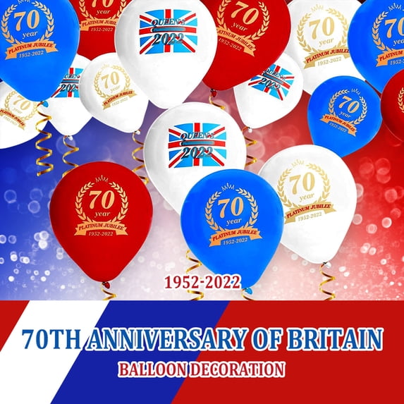 70 Years Decoration Queens Balloons With Ribbon Street Party Celebration UK