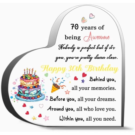 70 Years Of Being Awesome Nobody Is Perfect But If It S You You Re Pretty Damn Close Decor Acrylic Heart Gifts Sign Office Art Decorations 4X4In