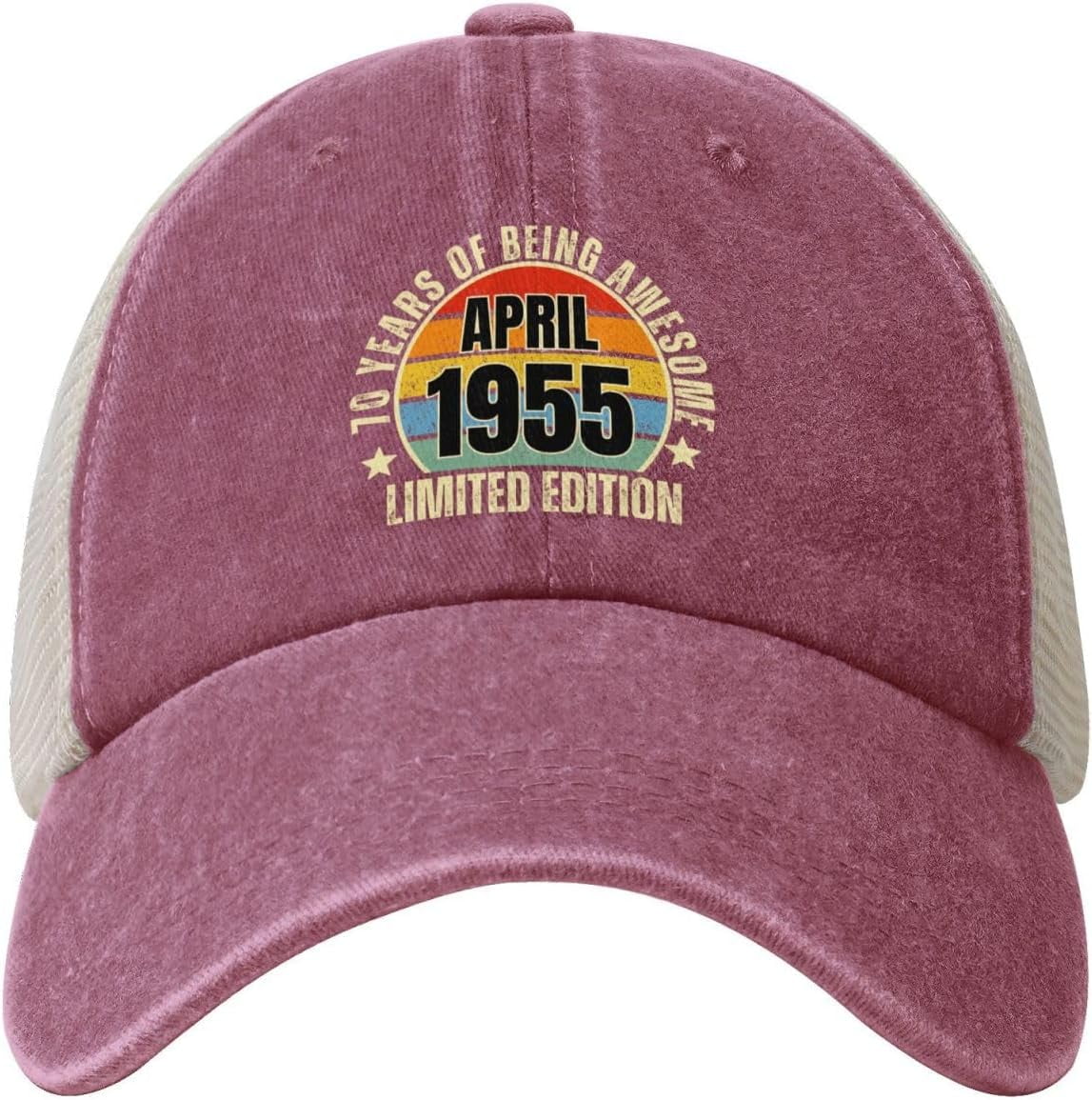 70 Years Old Awesome April 1955 70th Birthday Hat Denim Baseball Cap ...