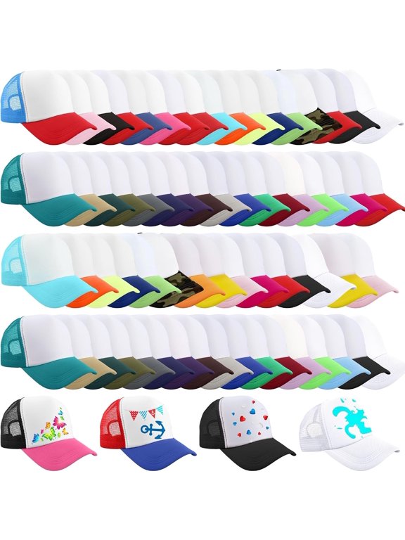 70 count Sublimation Trucker Hats Bulk Blank Mesh Baseball Caps for DIY Heat Transfer Printing