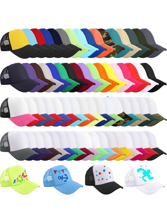 70 count Sublimation Trucker Hats Bulk Blank Mesh Baseball Caps for DIY Heat Transfer Printing