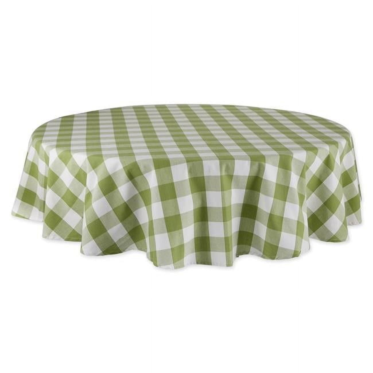 70" Round Green and White Cotton Buffalo Check Tablecloth