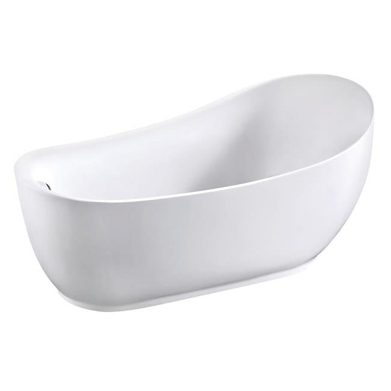 70 in. Aqua Eden Acrylic Freestanding Tub with Drain, Glossy White