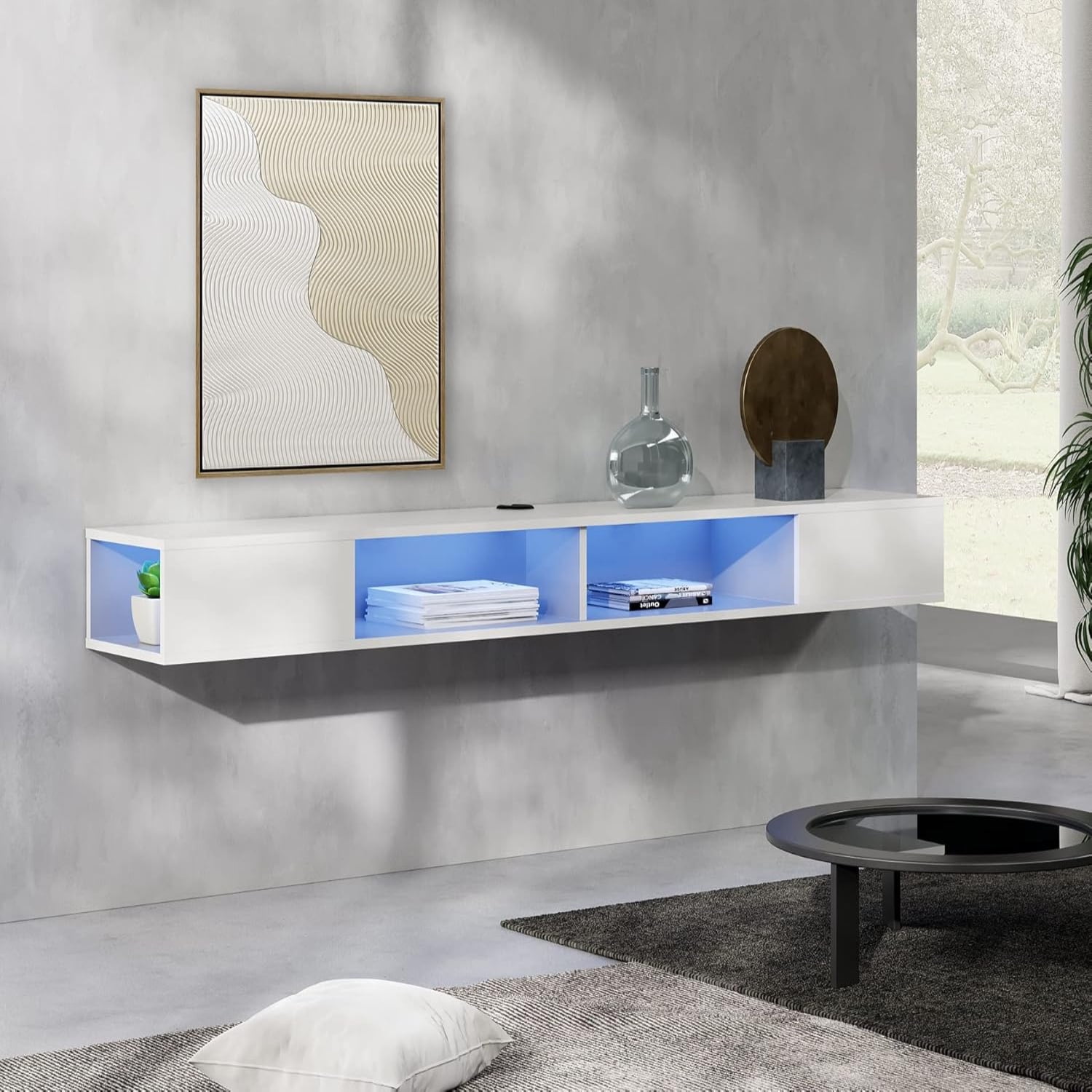 70 inch Floating TV Stand with RGB Lights Floating Entertainment Center