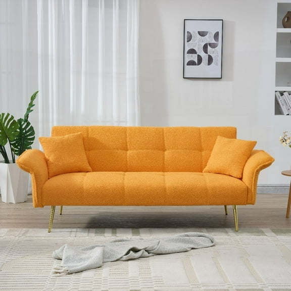 70-inch teddy fleece sofabed, convertible futon for comfort, soft velvet & sturdy wood frame.