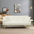 thumbnail image 1 of 70-inch teddy fleece sofabed, convertible futon sofabed with adjustable arms and backrest, modern love sofa for living room and bedroom., 1 of 12