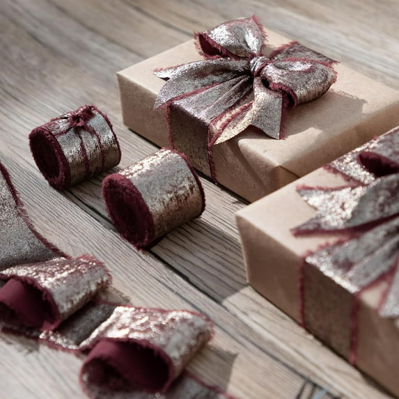 up to 70% off karymi Flash Bronzing Chiffon Ribbon Silk Hand Edged Christmas Bow Wedding Invitation Decoration Christmas Tree Ornaments Party Decor Home Decor Christmas Decorations Indoor