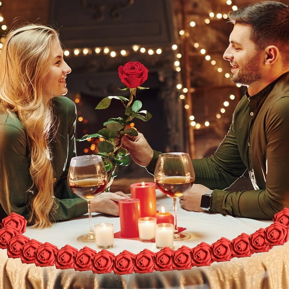 up to 70% off karymi Simulation PE Valentine's Day Foam Roses Wedding Valentine's Day DIY Hand Bouquet Fake Flower Decoration 8cm with Pole Simulation Flowers Party Decor Party Supplies