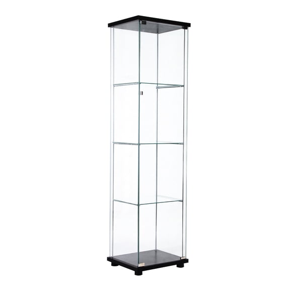 70 - lb black glass display cabinet with 4 shelves for showroom use