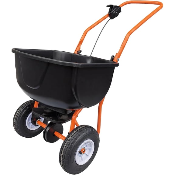 70 lbs Walk-Behind Fertilizer and Seed Spreader, 8 Inch All-Terrain Pneumatic Tires, Adjustable Flow Control for Lawn Garden Snow Melt