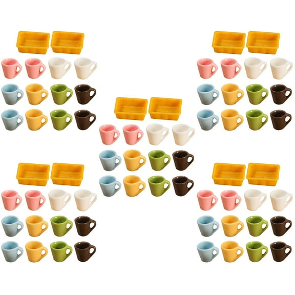 70 pcs Mini Coffee Cups Tiny Coffee Mugs Tea Cups Miniature House Decorations