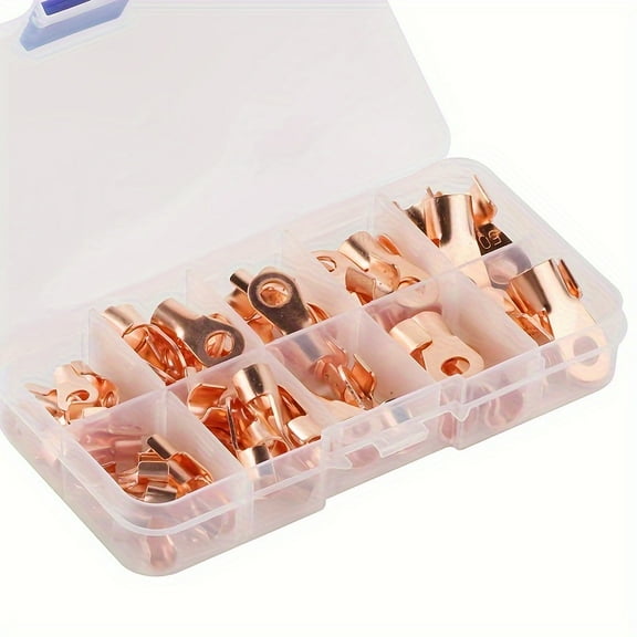 70-piece copper clevis crimp terminal set - 5 models, OT connectors for cable and wire crimping