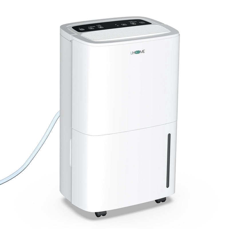 150 pt. 5,000 sq. ft. Dehumidifier in Whites with Pump, Quietly Remove Moisture, Auto Defrost, Dry Clothes, 24-Hour Timer