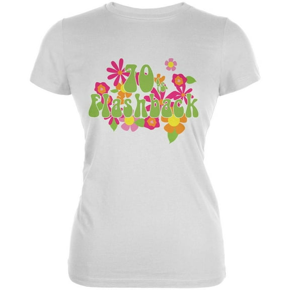 70's Flashback White Juniors Soft T-Shirt - X-Large