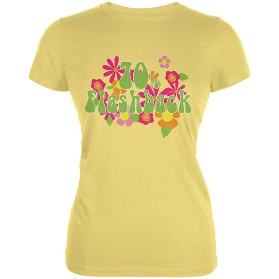 70's Flashback Yellow Juniors Soft T-Shirt - Medium