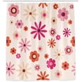 thumbnail image 1 of 70''s Indie Retro Aesthetic Bathroom Shower Curtain, Pink Orange and Soft Neutral Beige Flower Power Floral Shower Curtain Sets, Waterproof Polyester Fabric Bathroom Accessories Sets with Hooks, 1 of 5
